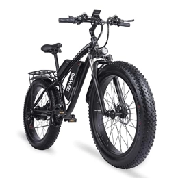 AJLDN Bicicletta Elettrica, 26”Bici Elettrica con Batteria 48V 17Ah Fat Tire Mountain Bike Elettrica Pedalata Assistita LCD Display E-Bike 7 velocità Pedalata Assistita (Color : Black)