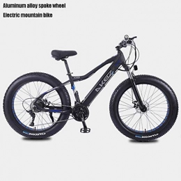 Alqn Mountain bike elettriches Alqn Mountain bike elettrico per pneumatici grassi per adulti, bici da neve a 27 velocit, bicicletta da crociera per spiaggia Li-Battery da 10 Ah portatile, telaio in lega di alluminio leggero, ruot