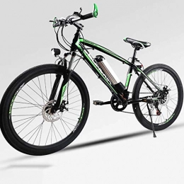 LLLQQQ Mountain bike elettriches Bici elettrica, 26" Mountain Bike per Adulti, all Terrain Biciclette, 30 km / H Safe Speed ?100 km Endurance Rimovibile agli ioni di Litio, Smart-Bici, Green a1