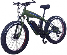 ZJZ Mountain bike elettriches Bici elettrica 48V 10AH 26 X 4.0 pollici Fat Tire 30 velocità E Bikes Leva del cambio Bici elettriche per adulto femmina / maschio per mountain bike Snow Bike (Colore: 15Ah, Dimensioni: verde scuro)