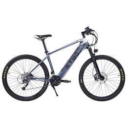 GTWO Bici Bici elettrica in Fibra di Carbonio da 27, 5 Pollici di Alta qualità, Forcella Anteriore Ammortizzatore Pneumatico (Grey White, 9.6Ah)
