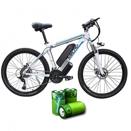 MRSDBTL Mountain bike elettriches Bici elettrica per adulti, mountain bike elettrica, bicicletta ebike rimovibile in lega alluminio 26 pollici 360W, batteria agli ioni litio 48V / 10Ah per i viaggi in bicicletta all'aperto, White blue