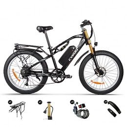 cysum Bici Bici elettrica per uomini e donne adulti, mountain bike con pneumatici grassi da 26 * 4.0 pollici, pedalata assistita da 48V 17Ah, doppia sospensione Ebike per tutti i terreni, freno a disco
