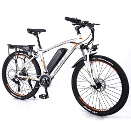 LRXG Bici Bici elettriche Bicicletta Elettrica da 26"per Uomo, può Spostare La Batteria al Litio Bicicletta Elettrica da Mountain Bike, Freno A Doppio Disco Lega di Alluminio E B(Color:Bianco Giallo, Size:10AH)