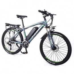 LRXG Bici Bici elettriche Bicicletta Elettrica da 26"per Uomo, può Spostare La Batteria al Litio Bicicletta Elettrica da Mountain Bike, Freno A Doppio Disco Lega di Alluminio E Bi(Color:Grigio-Verde, Size:10AH)