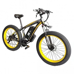 YIZHIYA Bici Bicicletta Elettrica, 26 " E-bike da montagna per adulti, 21 velocità Fat Tire Ebike, Motore 36V 10Ah 350W, Freni a disco anteriori e posteriori, Ebike da fondo per tutti i terreni, Black yellow