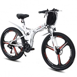 BNMZX Bici Bicicletta elettrica 26 Pollici Mountain Bike E-Bike Pieghevole, 350W 48V Doppia Sospensione Bobang Bahrain Batteria, 26 inch White-Three-Knife Wheel