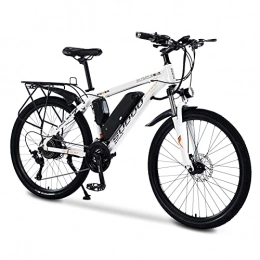 KAKASA Mountain bike elettriches Bicicletta elettrica da 26" per adulti, bicicletta elettrica con portapacchi, mountain bike da 36 V, 13 Ah, batteria rimovibile, forcella anteriore a disco per uomo (bianco)