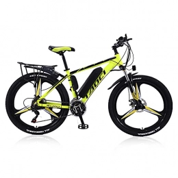 AKEZ Mountain bike elettriches Bicicletta elettrica da 26" per adulti, mountain bike da uomo, in lega di magnesio, per tutte le terreni, 36 V, 13 Ah, 250 W, batteria agli ioni di litio sostituibile (giallo)