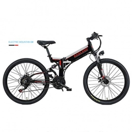 YUNYIHUI Mountain bike elettriches Bicicletta pieghevole da 26 ", bicicletta elettrica intelligente, con ricarica della batteria al litio rimovibile a 48 V, cambio Shimano 21 velocit, bici per pendolari, 90 km, Black-Retro spoke wheel
