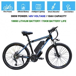 Hyuhome Mountain bike elettriches Biciclette elettriche per gli uomini, 26" 48V 360W IP54 impermeabile per adulti elettrica della bici di montagna, 21 velocità bici elettrica MTB Dirtbike con 3 modalità di guida bici di montagna, Black blue