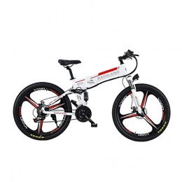 BNMZX Bicicletta elettrica Pieghevole Mountain Bike, ciclomotore Adulto Pieghevole Mountain Bike da 26 Pollici per Adulti, Durata della Batteria 60KM,White-Three-Knife Wheel