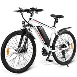 CHEIRS Mountain bike elettriches CHEIRS Bici elettrica, e-Bike 350W 26'', con Display Strumenti LCD, Batteria agli ioni di Litio 36V 10Ah, e-Bike 21 velocità, White