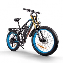 cysum Mountain bike elettriches CM-900 Bicicletta elettrica per adulti 1000W 48V Cyclette elettrica senza spazzole, batteria al litio rimovibile 17Ah Freno idraulico per mountain bike (bianco blu)