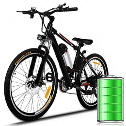 Eloklem Mountain bike elettriches E-bike Mountain Bike Bici Elettrica con Cambio Shimano a 21 Velocità, 250W, 8AH, Batteria Agli ioni di litio 36V, 26 ", Luce per City Bike (Nero-rosso)