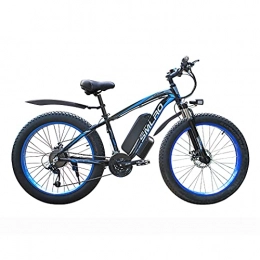 AKEZ Bici Fat Tire - Bicicletta elettrica da 26" x 4" per adulti, Fat Tire Electric Mountain Bike Elettrica 7 marce Bicicletta da neve All Terrain con batteria al litio rimovibile da 48 V (nero blu 13A)
