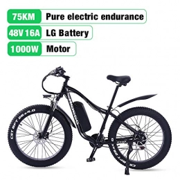 HNHM Bici HNHM Bicicletta elettrica da 1000 W Batteria al Litio a Doppia Batteria Mountain e Bike da Uomo Adulto 26 Pollici Telaio in Alluminio a 21 velocità-Nero_Cina