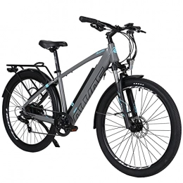 Hyuhome Mountain bike elettriches Hyuhome - Bicicletta elettrica per adulti da uomo e donna, da 27, 5 cm E-MTB, 250 W, 36 V, 12, 5 Ah, Mountain Ebikes, motore Shimano a 7 marce, freni a doppio disco per pendolari esterni (grigio, 820 m)