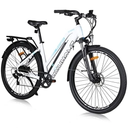 Hyuhome Mountain bike elettriches Hyuhome Biciclette elettriche da 28 '' per adulti e uomini, mountain bike elettrica con batteria rimovibile da 36 V 12, 5 Ah e motore BAFANG (bianco, 820 L)