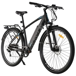 Hyuhome Mountain bike elettriches Hyuhome Biciclette elettriche da 28 '' per adulti e uomini, mountain bike elettrica con batteria rimovibile da 36 V 12, 5 Ah, motore BAFANG e cambio Shimano a 7 velocità (nero, 820 M)
