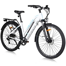 Hyuhome Mountain bike elettriches Hyuhome Biciclette elettriche da 29 '' per adulti, da uomo, mountain bike elettrica, con batteria rimovibile da 36 V 12, 5 Ah e motore BAFANG (bianco, 820 L)