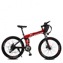 L&U Mountain bike elettriches L&U Bicicletta elettrica da Bici da Mountain Bike da Uomo da 250 W Pieghevole - Pedale con Freni a Disco e Forcella Ammortizzata (Batteria al Litio Rimovibile), Bag / Red