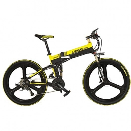 SMLRO Bici Lankeleisi XT750con configurazione Advanced-66cm pieghevole Ebike 48V Full Suspension 7speed litio e-bike mountain-Bicicletta elettrica motore 240Watt, Black-Yellow