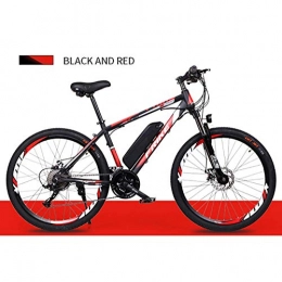 LOO LA Bici LOO LA 26" Mountain Bike Elettrica, 36v 8ah 250w Batteria al Litio, E-Bike 27 velocità e-Bike Pedal Assist, Front And Rear Dual Disc Brakes, Black Red