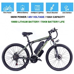 MXCYSJX Bici MXCYSJX Biciclette elettriche per Adulti, 350W in Lega di Alluminio Ebike Bicicletta Rimovibile 48V / 10Ah Batteria agli ioni di Litio Mountain Bike / Commute Ebike, Black Green