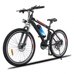Oppikle E-Bike Bike Mountain Bike Bici Elettrica con Sistema di Cambio a 21 velocità, 250 W, 8 Ah, Batteria agli Ioni di Litio 36 V, City Bike Leggero da 26 Pollici (Nero Rosso)