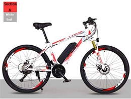 RDJM Bici RDJM Bciclette Elettriche, Adulti off-Road Bicicletta elettrica, 26 '' Electric Mountain Bike con Rimovibile agli ioni di Litio 21 / 27 a velocità variabile (Color : White Red, Size : A 36V8AH)