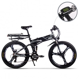 RICH BIT Mountain bike elettriches RICH BIT Bici elettrica aggiornato RT860 36V 12.8A batteria al litio pieghevole bici MTB mountain bike e bike 17 * 26 pollici Shimano 21 velocit bicicletta elettrica intelligente (Grigio)