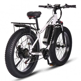 ride66 Bici ride66 RX02 Bicicletta elettrica Mountain E-Bike 26 pollici 1000 W 48 V 16 AH LG batteria a celle Fat Tire Hydraulic Brakes Shimano 21 marce, ammortizzatore anteriore (bianco)