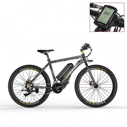 LANKELEISI Mountain bike elettriches RS600 700C Bicicletta a pedalata assistita, batteria al litio da 36V 20Ah, freno a disco, fino a 70 km per carica, velocità 20-35 km / h, bicicletta da strada (Grey-LCD, Più 1 batteria di ricambio)
