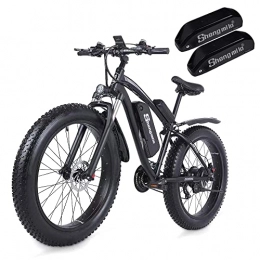 Shengmilo Bici Shengmilo-MX02S Bici elettriche con pneumatici spessi da 26 pollici, Mountain bike, Shimano 7 velocità, pedalata assistita, freno a disco idraulico(Nero-Due batterie)