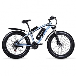 SHENGMILO MX02S Bicicletta Elettrica Pieghevole per Adulti, Bicicletta Elettrica Fat Tire 26 * 4.0 con Motore 1000W Batteria 48V 17AH, Leve Cambio 7/21 (Blu, Nessuna batteria di riserva)