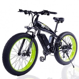 SHOE Adulti Fat Tire Bici Elettrica, con Grande capacità Rimovibile agli Ioni di Litio (48V 500W) 27 velocità Ingranaggi E modalità di Lavoro Tre,Black Green