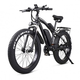 Syxfckc Mountain Bike elettrica, Tre modalità di Loop, Pieno Forcella, Pneumatico Moto 26 * 4.0, 1000w 48V Elettrico Mountain Bike con Un Sedile Posteriore (Color : Black)