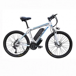 T-XYD Mountain bike elettriches T-XYD Mountain Bike Ibrida, Bicicletta elettrica per Adulti 48V 350W, 21 velocità variabile 26 Pollici, Snow Road Cruiser Moto con fari a LED, White Blue