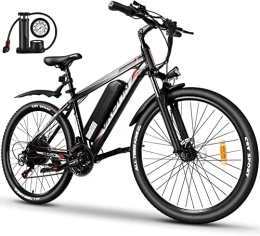 VARUN Bici VARUN Mountain bike da 26 pollici, 250 W E, 36 V, 10, 4 Ah, batteria da uomo, cambio Shimano a 21 marce, bicicletta elettrica da donna, 50 KM Pedelec con chiave (rosso)