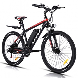 Vivi Bici VIVI Bicicletta Elettrica 350W Bici Elettriche, Bici Elettrica per Adulti, Mountain Bike Elettrica 26", Batteria da 10.4Ah, Velocità di 32 km / h, 3 Modalità di Lavoro (Rosso)