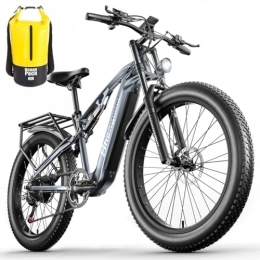 VLFINA Mountain bike elettriches VLFINA Dual Shock Electric Mountain Bike per adulti, 48V17.5AH Batteria rimovibile, 26 pollici Fat Tyre 7 Speed ebike, bicicletta elettrica