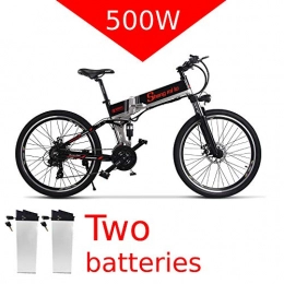 XXCY Bici XXCY 500w / 350w Mountain Bike Elettrica 12.8ah Ebike Pieghevole Bicicletta MTB Shimano 21 velocità Due Batterie (black02)