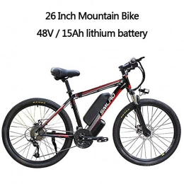 YDBET Bici YDBET Elettrico Mountain Bike, E Bikes Biciclette per Adulti, da 26 Pollici in Lega di Alluminio Removibile 350W Ebike Bikes 27-velocità 48V / 15Ah agli ioni di Litio, Black Red