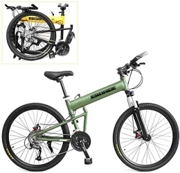 Suge Mountain Bike pieghevoles 24-inch Mountain Bike con Pieghevole Pedale, Telaio in Lega di Alluminio, a velocit variabile Bicicletta, Freno a Disco Idraulico, off-Road Bike Viaggi (Color : Green, Size : 27 Speed)