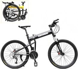 Suge Bici 24-inch Mountain Bike con Pieghevole Pedale, Telaio in Lega di Alluminio, a velocità variabile Bicicletta, Freno a Disco Idraulico, off-Road Bike Viaggi (Color : Black, Size : 24 Speed)