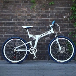 Aoyo Bici 26 biciclette Double Disc pollici freno pieghevoli, completa sospensione Anti-Slip, noleggio variabile Mountain Bike Off-Road Racing Speed ​​per uomini e donne, (Color : A)