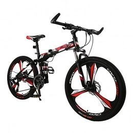 LYRWISHJD Bici 26 Inch Mountain Bike for gli uomini donne, pieghevole leggero alto tenore di carbonio acciaio pieno Sospensione Telaio della bicicletta, 27-velocità, Escursione in bicicletta doppio freno a disco