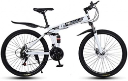 FanYu Bici 26 Mountain Bike a 21 velocità per Adulti con Telaio a Sospensione Completa in Alluminio Leggero Freno a Disco con Forcella a Sospensione Bianca A