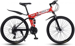 FanYu Mountain Bike pieghevoles 26 Mountain Bike a 21 velocità per Adulti in Alluminio Leggero Telaio a Sospensione Completa Forcella Ammortizzata Freno a Disco Rosso A